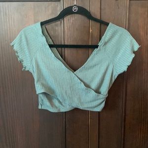 Green crossed crop top
